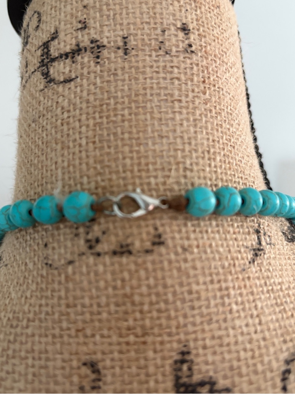 Turquoise Beaded Cow /Bull Skull Pendant Necklace with Brown Tassel - Picture 5 of 5